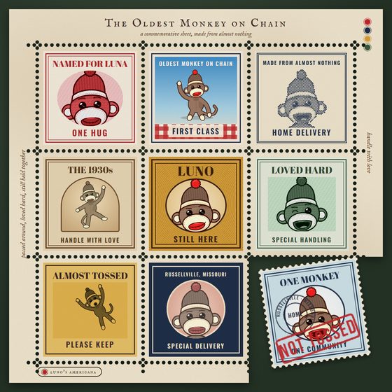 A sheet of Luno stamps